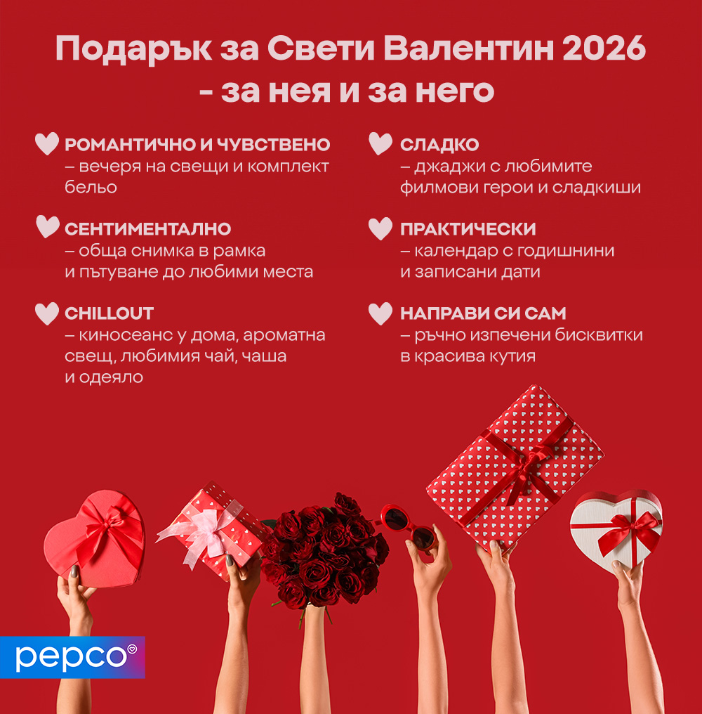 Подарък за Свети Валентин 2026 - за нея и за него 